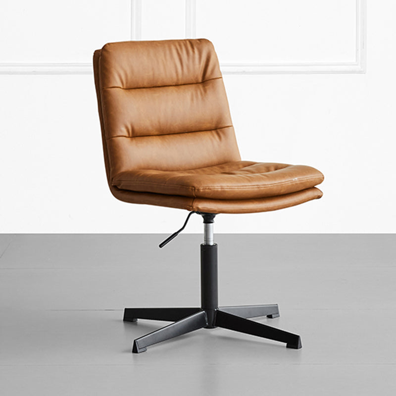 Armless Office Chair No Wheels Conference Chair for Living Room Home Brown PU（Polyurethane） 1 Piece Clearhalo 'furn' 'furn_office_chair' 'Furniture' 'Office Chairs' 'Office Furniture' 'office_chair' 7710868