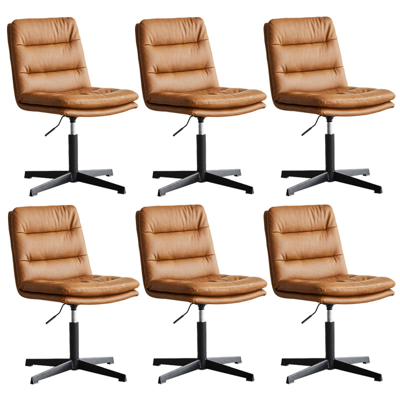 Armless Office Chair No Wheels Conference Chair for Living Room Home Brown PU（Polyurethane） 6 Piece Set Clearhalo 'furn' 'furn_office_chair' 'Furniture' 'Office Chairs' 'Office Furniture' 'office_chair' 7710871
