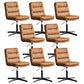 Armless Office Chair No Wheels Conference Chair for Living Room Home Brown PU（Polyurethane） 8 Piece Set Clearhalo 'furn' 'furn_office_chair' 'Furniture' 'Office Chairs' 'Office Furniture' 'office_chair' 7710872