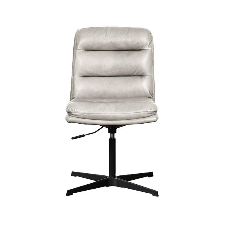 Armless Office Chair No Wheels Conference Chair for Living Room Home White Genuine Leather 1 Piece Clearhalo 'furn' 'furn_office_chair' 'Furniture' 'Office Chairs' 'Office Furniture' 'office_chair' 7710873
