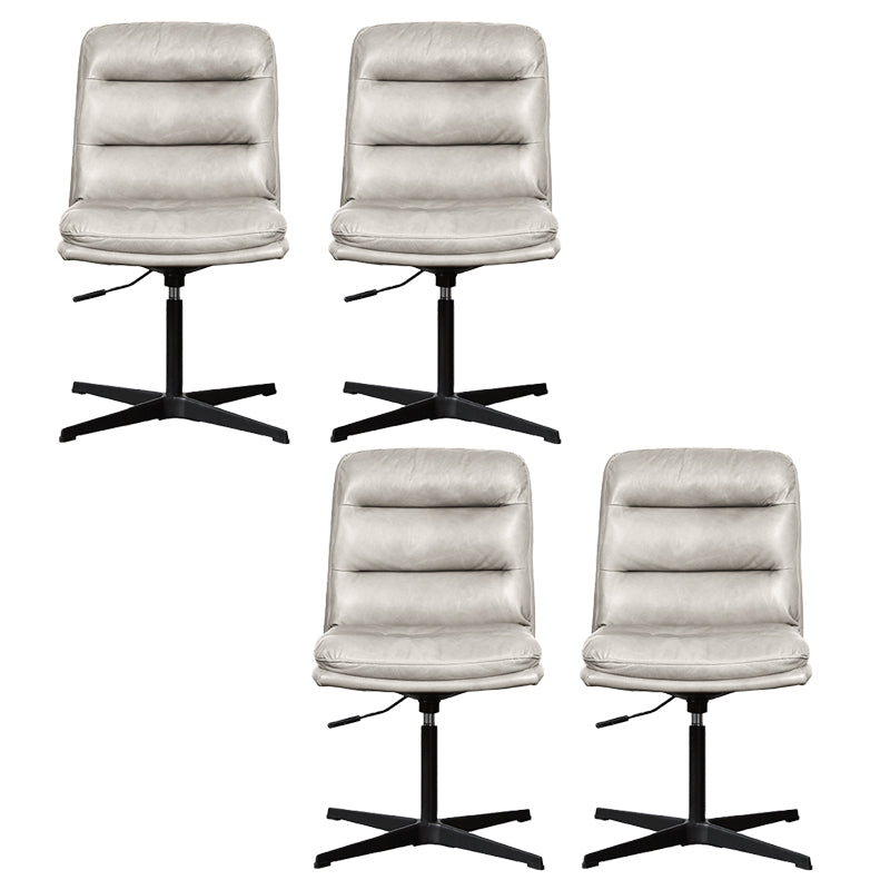 Armless Office Chair No Wheels Conference Chair for Living Room Home White Genuine Leather 4 Piece Set Clearhalo 'furn' 'furn_office_chair' 'Furniture' 'Office Chairs' 'Office Furniture' 'office_chair' 7710875