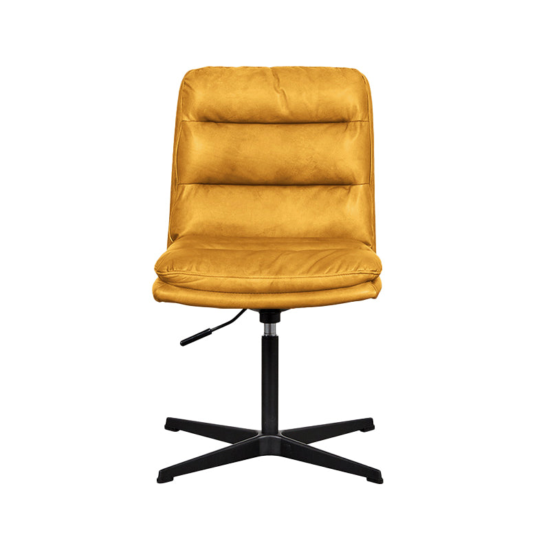 Armless Office Chair No Wheels Conference Chair for Living Room Home Yellow Genuine Leather 1 Piece Clearhalo 'furn' 'furn_office_chair' 'Furniture' 'Office Chairs' 'Office Furniture' 'office_chair' 7710878