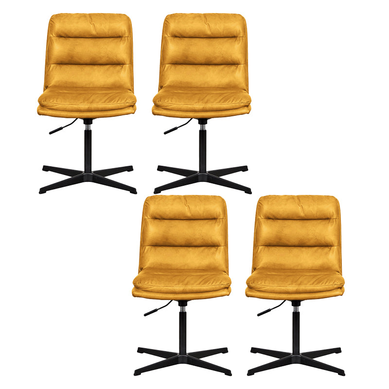 Armless Office Chair No Wheels Conference Chair for Living Room Home Yellow Genuine Leather 4 Piece Set Clearhalo 'furn' 'furn_office_chair' 'Furniture' 'Office Chairs' 'Office Furniture' 'office_chair' 7710880