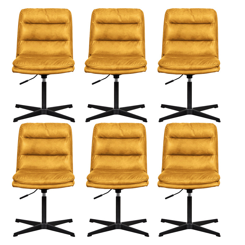 Armless Office Chair No Wheels Conference Chair for Living Room Home Yellow Genuine Leather 6 Piece Set Clearhalo 'furn' 'furn_office_chair' 'Furniture' 'Office Chairs' 'Office Furniture' 'office_chair' 7710881