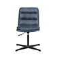 Armless Office Chair No Wheels Conference Chair for Living Room Home Blue Genuine Leather 1 Piece Clearhalo 'furn' 'furn_office_chair' 'Furniture' 'Office Chairs' 'Office Furniture' 'office_chair' 7710883
