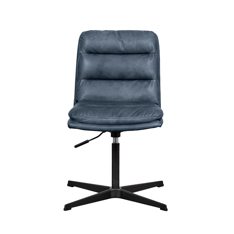 Armless Office Chair No Wheels Conference Chair for Living Room Home Blue Genuine Leather 1 Piece Clearhalo 'furn' 'furn_office_chair' 'Furniture' 'Office Chairs' 'Office Furniture' 'office_chair' 7710883