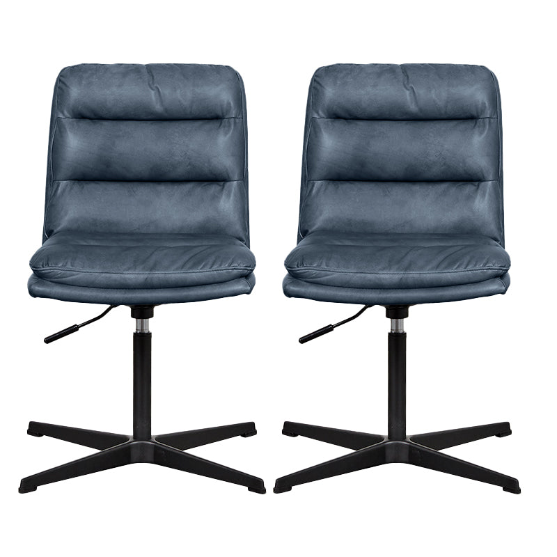 Armless Office Chair No Wheels Conference Chair for Living Room Home Blue Genuine Leather 2 Piece Set Clearhalo 'furn' 'furn_office_chair' 'Furniture' 'Office Chairs' 'Office Furniture' 'office_chair' 7710884