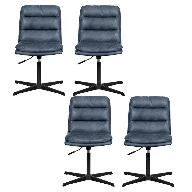 Armless Office Chair No Wheels Conference Chair for Living Room Home Blue Genuine Leather 4 Piece Set Clearhalo 'furn' 'furn_office_chair' 'Furniture' 'Office Chairs' 'Office Furniture' 'office_chair' 7710885