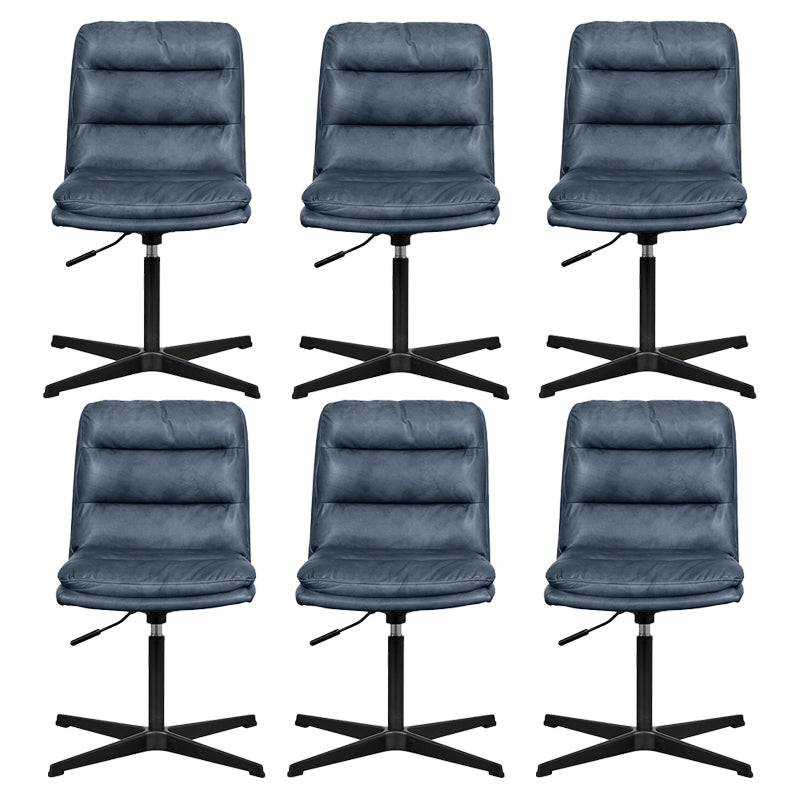 Armless Office Chair No Wheels Conference Chair for Living Room Home Blue Genuine Leather 6 Piece Set Clearhalo 'furn' 'furn_office_chair' 'Furniture' 'Office Chairs' 'Office Furniture' 'office_chair' 7710886