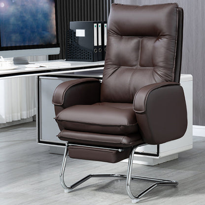 Modern Armless Office Chair Leather No Distressing No Wheels Ergonomic Desk Chair Coffee Faux Leather 1 Piece Clearhalo 'furn' 'furn_office_chair' 'Furniture' 'Office Chairs' 'Office Furniture' 'office_chair' 7711036