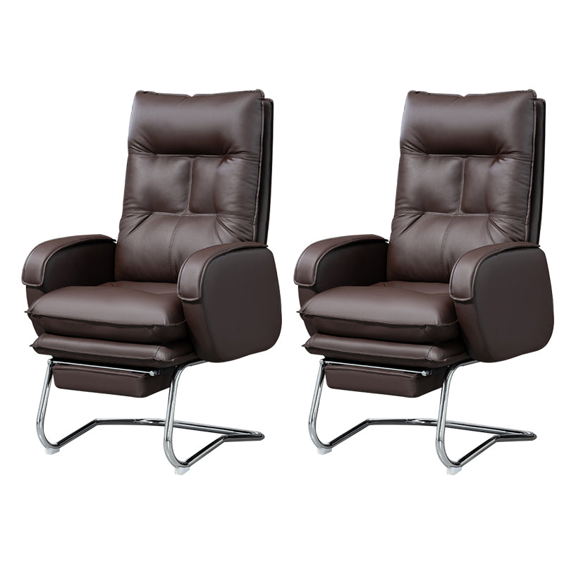 Modern Armless Office Chair Leather No Distressing No Wheels Ergonomic Desk Chair Coffee 2 Piece Set Clearhalo 'furn' 'furn_office_chair' 'Furniture' 'Office Chairs' 'Office Furniture' 'office_chair' 7711037