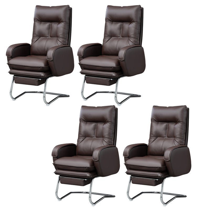 Modern Armless Office Chair Leather No Distressing No Wheels Ergonomic Desk Chair Coffee 4 Piece Set Clearhalo 'furn' 'furn_office_chair' 'Furniture' 'Office Chairs' 'Office Furniture' 'office_chair' 7711040