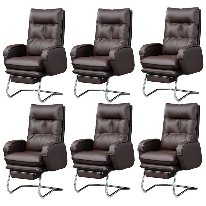 Modern Armless Office Chair Leather No Distressing No Wheels Ergonomic Desk Chair Coffee 6 Piece Set Clearhalo 'furn' 'furn_office_chair' 'Furniture' 'Office Chairs' 'Office Furniture' 'office_chair' 7711042