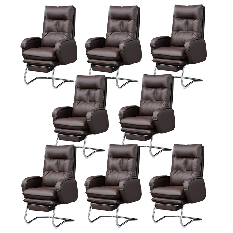 Modern Armless Office Chair Leather No Distressing No Wheels Ergonomic Desk Chair Coffee 8 Piece Set Clearhalo 'furn' 'furn_office_chair' 'Furniture' 'Office Chairs' 'Office Furniture' 'office_chair' 7711044