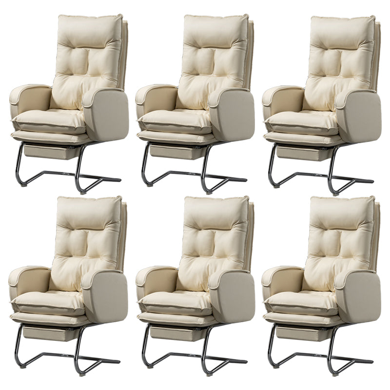 Modern Armless Office Chair Leather No Distressing No Wheels Ergonomic Desk Chair White 6 Piece Set Clearhalo 'furn' 'furn_office_chair' 'Furniture' 'Office Chairs' 'Office Furniture' 'office_chair' 7711051