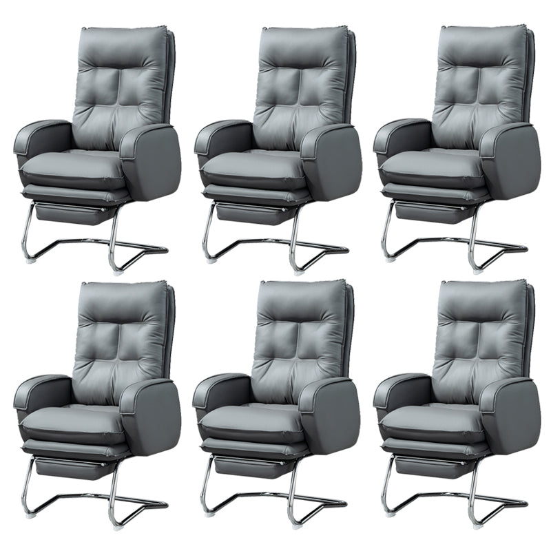 Modern Armless Office Chair Leather No Distressing No Wheels Ergonomic Desk Chair Grey 6 Piece Set Clearhalo 'furn' 'furn_office_chair' 'Furniture' 'Office Chairs' 'Office Furniture' 'office_chair' 7711066