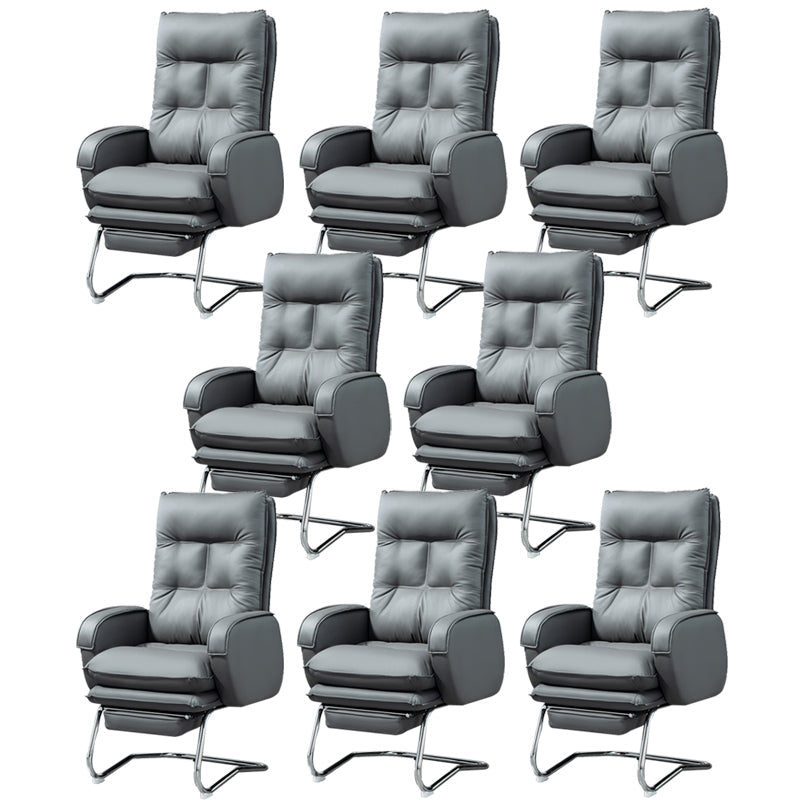 Modern Armless Office Chair Leather No Distressing No Wheels Ergonomic Desk Chair Grey 8 Piece Set Clearhalo 'furn' 'furn_office_chair' 'Furniture' 'Office Chairs' 'Office Furniture' 'office_chair' 7711067