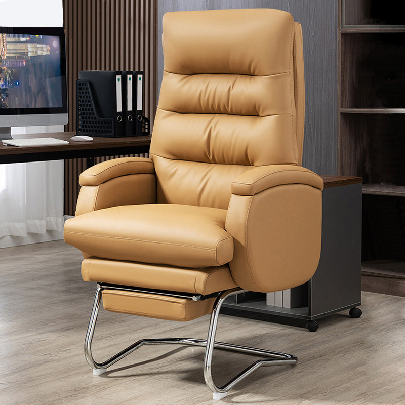 Modern Armless Office Chair No Wheels Leather No Distressing Ergonomic Chair