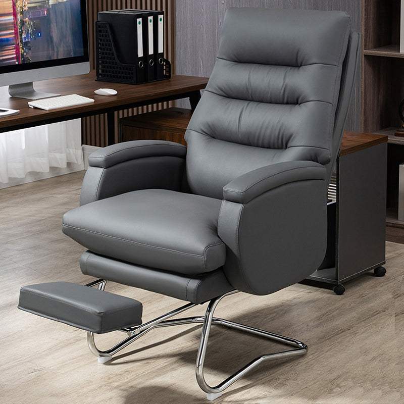 Modern Armless Office Chair No Wheels Leather No Distressing Ergonomic Chair