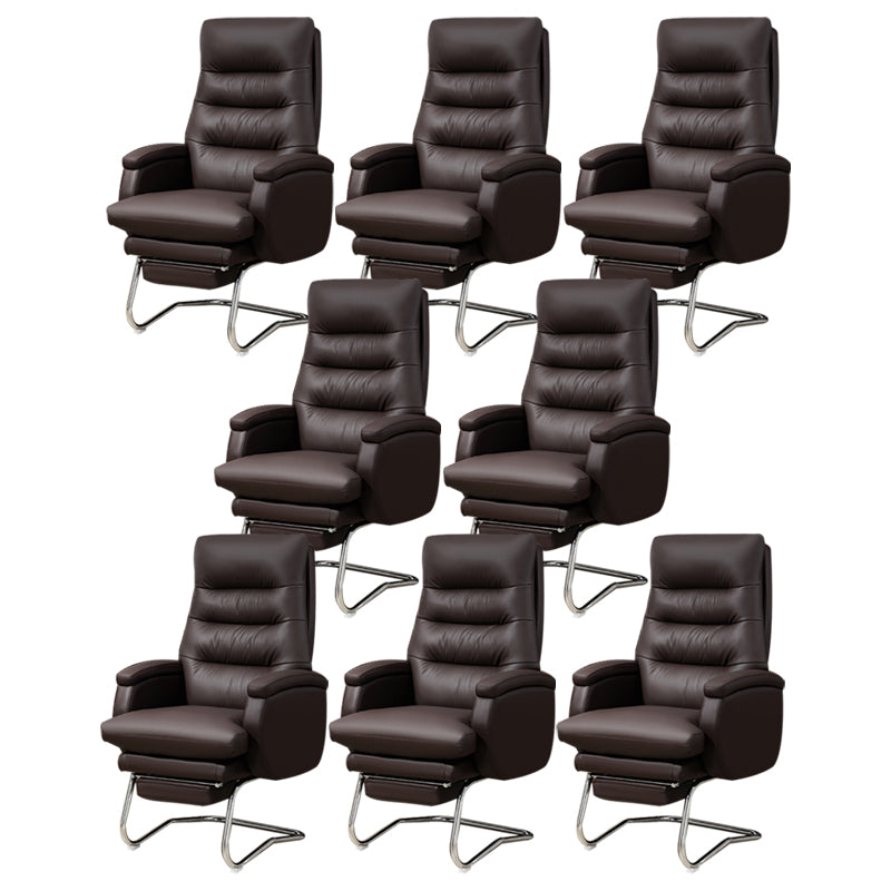 Modern Armless Office Chair No Wheels Leather No Distressing Ergonomic Chair