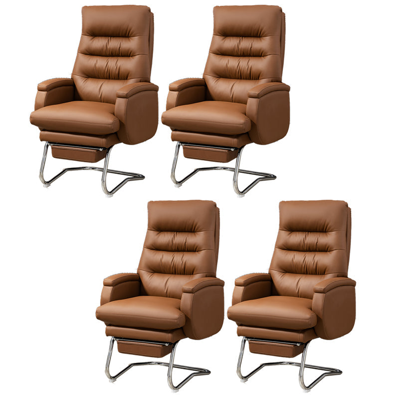 Modern Armless Office Chair No Wheels Leather No Distressing Ergonomic Chair