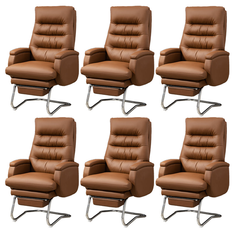 Modern Armless Office Chair No Wheels Leather No Distressing Ergonomic Chair