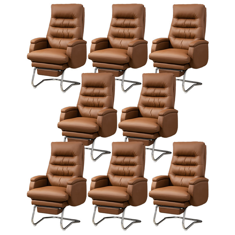 Modern Armless Office Chair No Wheels Leather No Distressing Ergonomic Chair