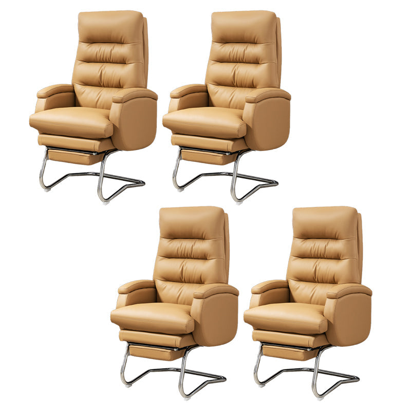 Modern Armless Office Chair No Wheels Leather No Distressing Ergonomic Chair