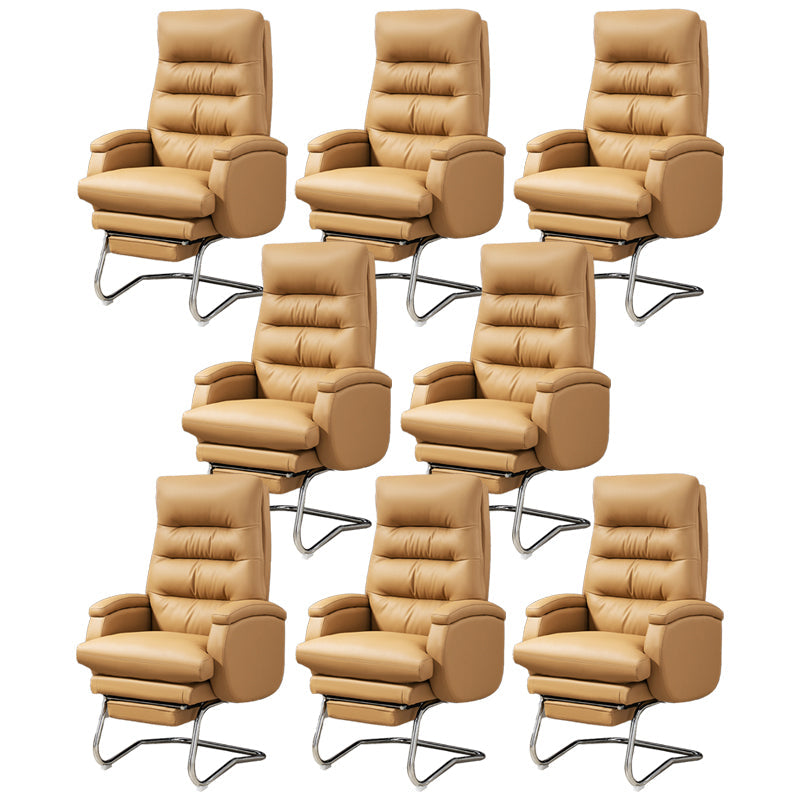 Modern Armless Office Chair No Wheels Leather No Distressing Ergonomic Chair