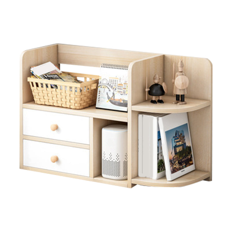 Closed Back Bookshelf Engineered Wood Contemporary Bookcase with Shelves 28"L x 8"W x 19"H Natural 2 Clearhalo 'Bookcases' 'furn' 'furn_bookcases' 'Furniture' 'Office Furniture' 7711380