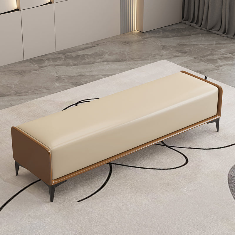 Rectangle Bedroom Bench Modern Seating Bench with Upholstered and Metal Legs Off-White Clearhalo 'Benches' 'Chairs & Seating' 'furn' 'furn_benches' 'Furniture' 'Living Room Furniture' 7711481