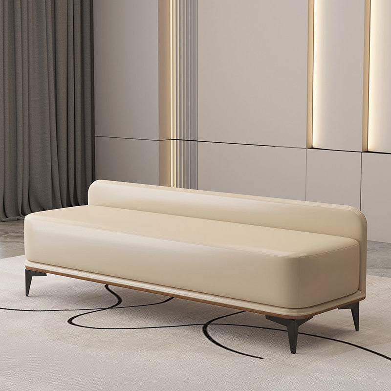 Rectangle Bedroom Bench Modern Seating Bench with Upholstered and Metal Legs Off-White Clearhalo 'Benches' 'Chairs & Seating' 'furn' 'furn_benches' 'Furniture' 'Living Room Furniture' 7711484