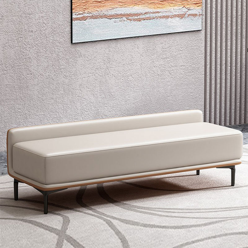 Rectangle Bedroom Bench Modern Seating Bench with Upholstered and Metal Legs 47"L x 16"W x 22"H Off-White Clearhalo 'Benches' 'Chairs & Seating' 'furn' 'furn_benches' 'Furniture' 'Living Room Furniture' 7711487