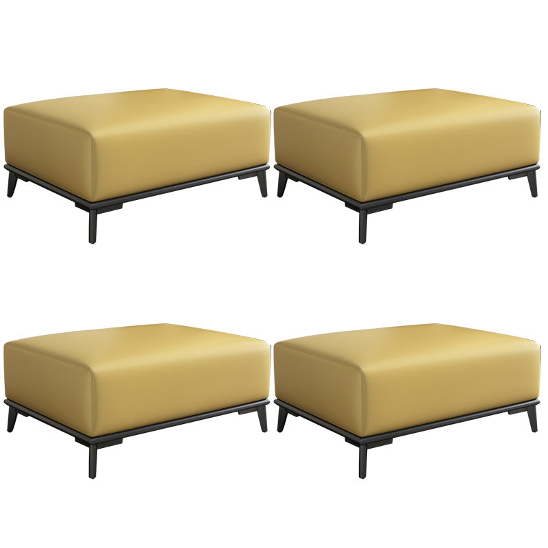 Sgabello rettangolare in pelle ottomana contemporanea con gambe