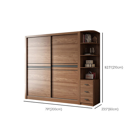 Gabinete de almacenamiento de madera de dormitorio Puertas correderas tradicionales Armario