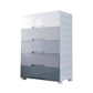 Contemporary Bedroom Wardrobe Plastic Drawers Storage Armoire 20"L x 12"W x 32"H Grey 5 Clearhalo 'Armoires & Wardrobes' 'armoires_wardrobes' 'Bedroom Furniture' 'furn' 'furn_armoires_wardrobes' 'Furniture' 7711773