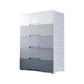 Contemporary Bedroom Wardrobe Plastic Drawers Storage Armoire 24.8"L x 13.2"W x 33.5"H Grey 5 Clearhalo 'Armoires & Wardrobes' 'armoires_wardrobes' 'Bedroom Furniture' 'furn' 'furn_armoires_wardrobes' 'Furniture' 7711775