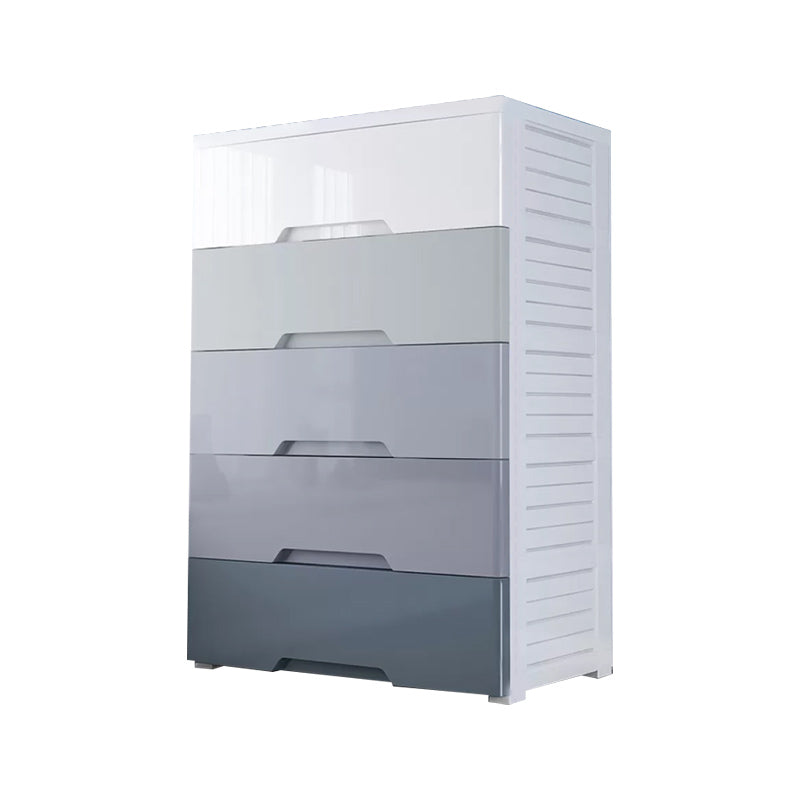 Contemporary Bedroom Wardrobe Plastic Drawers Storage Armoire 24.8"L x 13.2"W x 33.5"H Grey 5 Clearhalo 'Armoires & Wardrobes' 'armoires_wardrobes' 'Bedroom Furniture' 'furn' 'furn_armoires_wardrobes' 'Furniture' 7711775