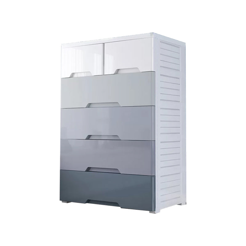 Contemporary Bedroom Wardrobe Plastic Drawers Storage Armoire 24.8"L x 13.2"W x 33.5"H Grey 6 Clearhalo 'Armoires & Wardrobes' 'armoires_wardrobes' 'Bedroom Furniture' 'furn' 'furn_armoires_wardrobes' 'Furniture' 7711780