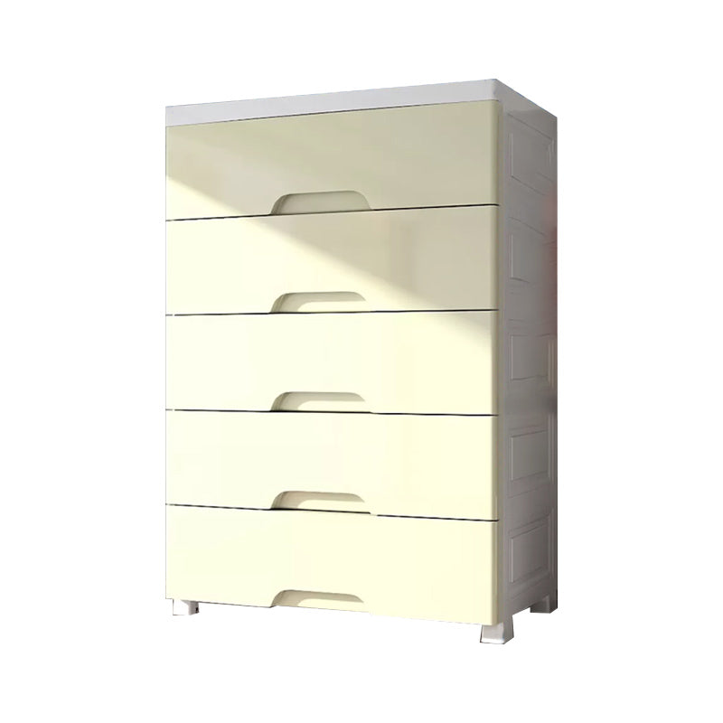 Contemporary Bedroom Wardrobe Plastic Drawers Storage Armoire 27.5"L x 14.5"W x 42"H Khaki 5 Clearhalo 'Armoires & Wardrobes' 'armoires_wardrobes' 'Bedroom Furniture' 'furn' 'furn_armoires_wardrobes' 'Furniture' 7711784
