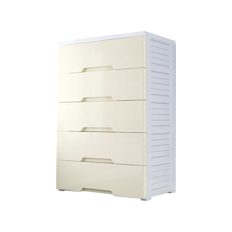 Contemporary Bedroom Wardrobe Plastic Drawers Storage Armoire 24.8"L x 13.2"W x 33.5"H Khaki 5 Clearhalo 'Armoires & Wardrobes' 'armoires_wardrobes' 'Bedroom Furniture' 'furn' 'furn_armoires_wardrobes' 'Furniture' 7711788