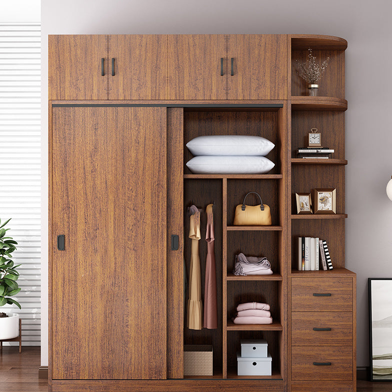Engineered Wood Wardrobe Armoire Modern Storage Cabinet with Shelves Clearhalo 'Armoires & Wardrobes' 'armoires_wardrobes' 'Bedroom Furniture' 'furn' 'furn_armoires_wardrobes' 'Furniture' 7711799