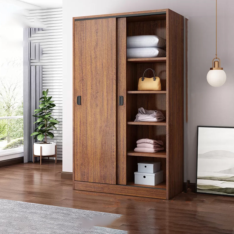 Engineered Wood Wardrobe Armoire Modern Storage Cabinet with Shelves Armoire 39"L x 20"W x 71"H Brown Clearhalo 'Armoires & Wardrobes' 'armoires_wardrobes' 'Bedroom Furniture' 'furn' 'furn_armoires_wardrobes' 'Furniture' 7711800