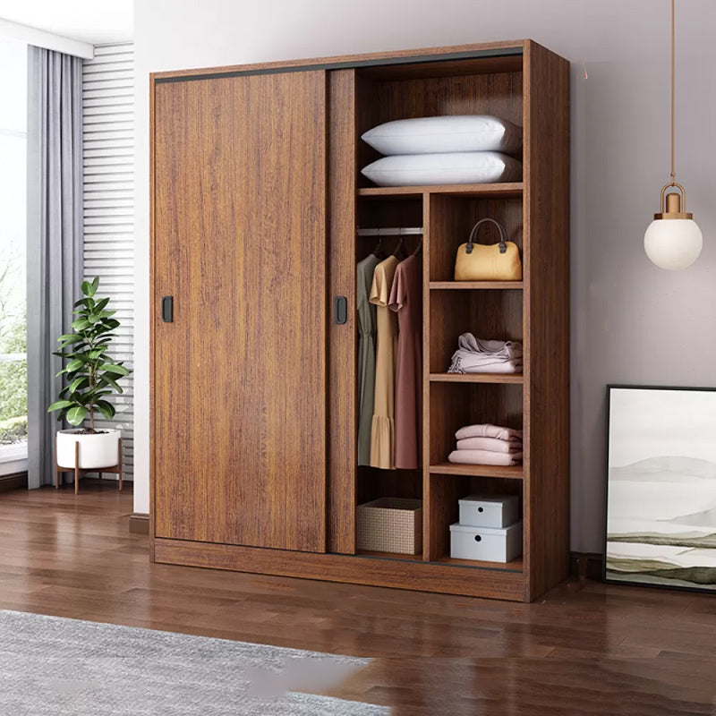 Engineered Wood Wardrobe Armoire Modern Storage Cabinet with Shelves Armoire 47"L x 20"W x 71"H Brown Clearhalo 'Armoires & Wardrobes' 'armoires_wardrobes' 'Bedroom Furniture' 'furn' 'furn_armoires_wardrobes' 'Furniture' 7711803