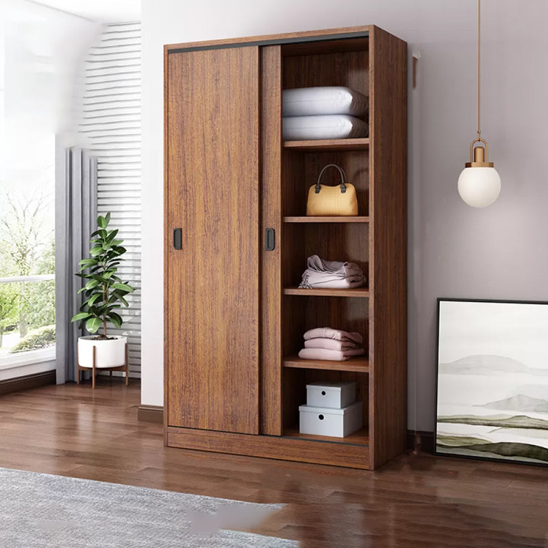 Engineered Wood Wardrobe Armoire Modern Storage Cabinet with Shelves Armoire 31"L x 20"W x 71"H Brown Clearhalo 'Armoires & Wardrobes' 'armoires_wardrobes' 'Bedroom Furniture' 'furn' 'furn_armoires_wardrobes' 'Furniture' 7711807