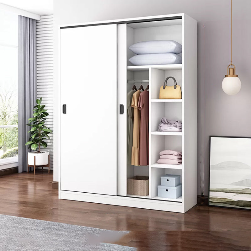 Engineered Wood Wardrobe Armoire Modern Storage Cabinet with Shelves Armoire 47"L x 20"W x 71"H White Clearhalo 'Armoires & Wardrobes' 'armoires_wardrobes' 'Bedroom Furniture' 'furn' 'furn_armoires_wardrobes' 'Furniture' 7711809