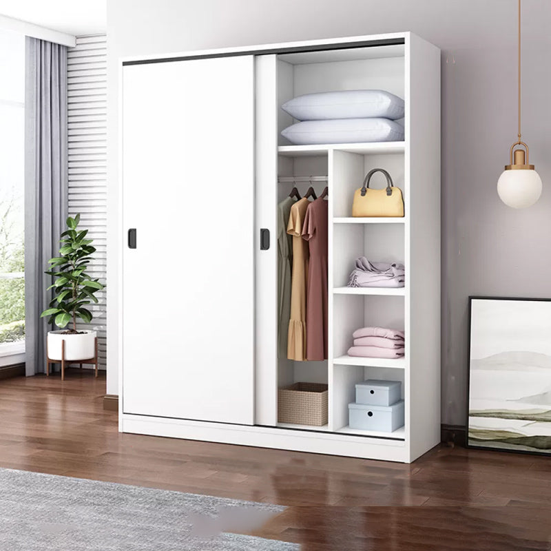 Engineered Wood Wardrobe Armoire Modern Storage Cabinet with Shelves Armoire 55"L x 20"W x 71"H White Clearhalo 'Armoires & Wardrobes' 'armoires_wardrobes' 'Bedroom Furniture' 'furn' 'furn_armoires_wardrobes' 'Furniture' 7711812