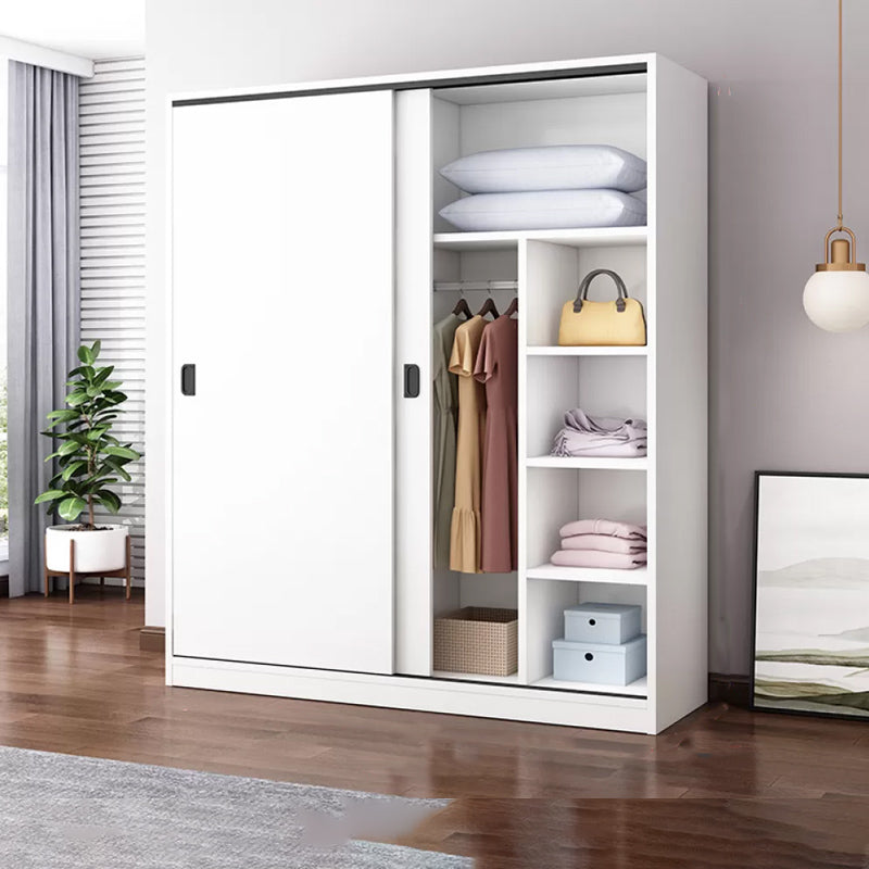 Engineered Wood Wardrobe Armoire Modern Storage Cabinet with Shelves Armoire 63"L x 20"W x 71"H White Clearhalo 'Armoires & Wardrobes' 'armoires_wardrobes' 'Bedroom Furniture' 'furn' 'furn_armoires_wardrobes' 'Furniture' 7711814