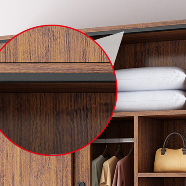 Engineered Wood Wardrobe Armoire Modern Storage Cabinet with Shelves Clearhalo 'Armoires & Wardrobes' 'armoires_wardrobes' 'Bedroom Furniture' 'furn' 'furn_armoires_wardrobes' 'Furniture' 7711816