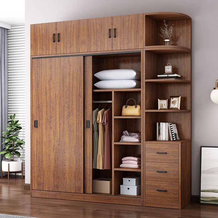 Engineered Wood Wardrobe Armoire Modern Storage Cabinet with Shelves Clearhalo 'Armoires & Wardrobes' 'armoires_wardrobes' 'Bedroom Furniture' 'furn' 'furn_armoires_wardrobes' 'Furniture' 7711817